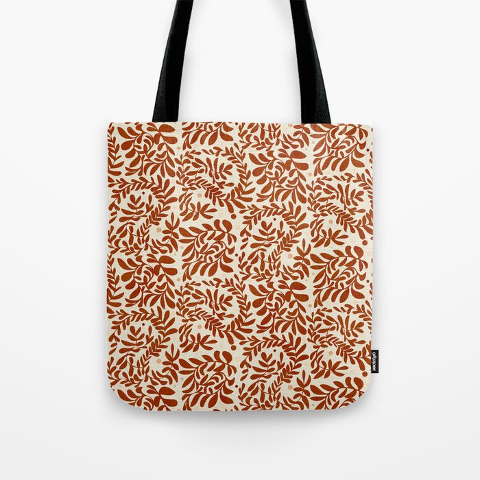 abstract retro shapes earthy leaves red Tote Bag Gallery Image 1