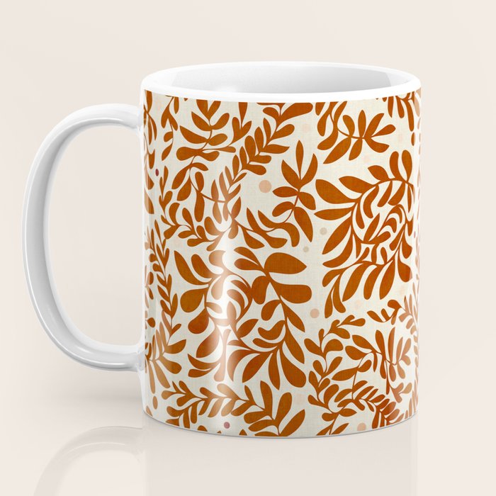 abstract retro shapes earthy leaves red Coffee Mug Gallery Image 3