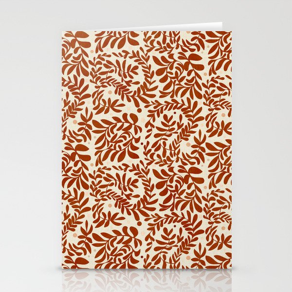 abstract retro shapes earthy leaves red Stationery Card Gallery Image 1
