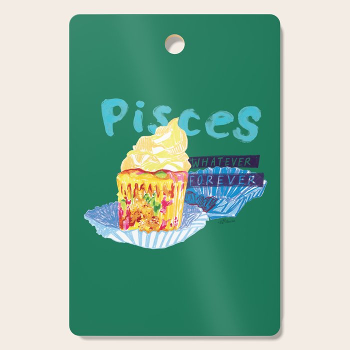 Pisces Chill Vibes in Chive Green | Zodiac Series  Cutting Board Gallery Image 1