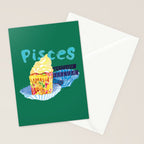Pisces Chill Vibes in Chive Green | Zodiac Series  Stationery Card Gallery Image 2
