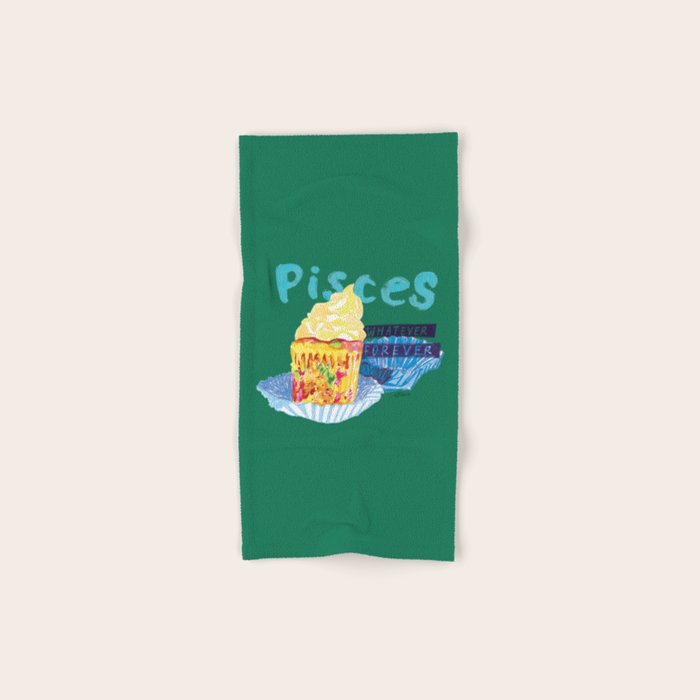 Pisces Chill Vibes in Chive Green | Zodiac Series  Bath Towel Gallery Image 1