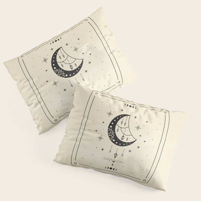 Mystic Moon & Stars: The Beige Edition Pillow Sham Gallery Image 3