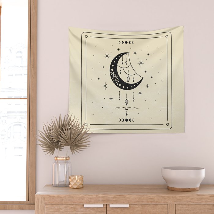 Mystic Moon & Stars: The Beige Edition Wall Tapestry Gallery Image 2