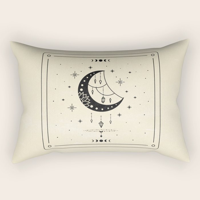 Mystic Moon & Stars: The Beige Edition Rectangular Pillow Gallery Image 2