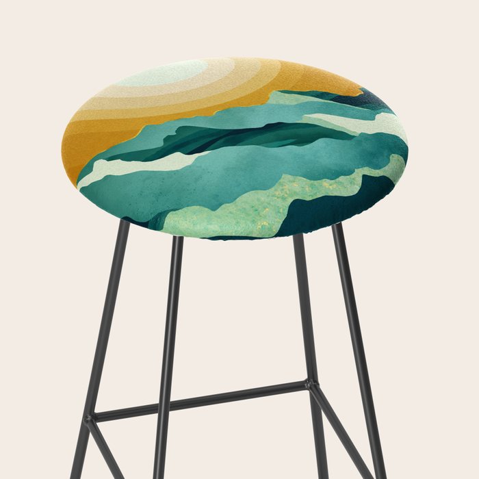 Retro Mountain Sunset Stool Gallery Image 2