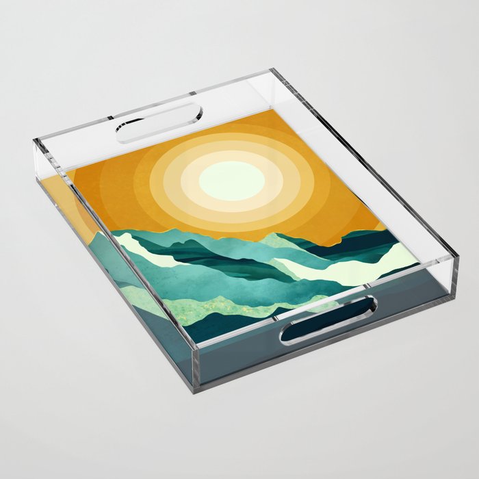 Retro Mountain Sunset Acrylic Tray Gallery Image 1