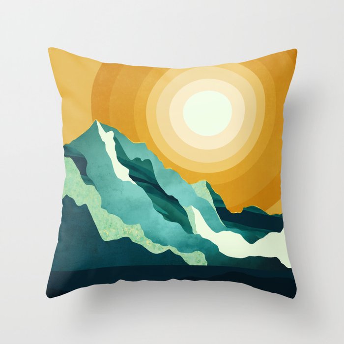 Retro Mountain Sunset Throw Pillow Gallery Image 6