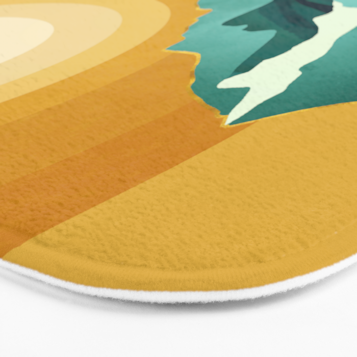Retro Mountain Sunset Bath Mat Gallery Image 3