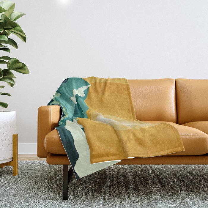 Retro Mountain Sunset Throw Blanket Gallery Image 1