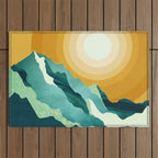 Retro Mountain Sunset Outdoor Rug Gallery Image 1
