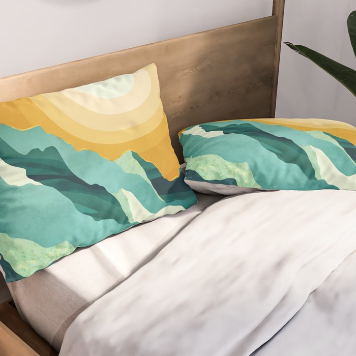 Retro Mountain Sunset Pillow Sham Gallery Image 2