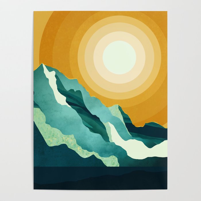 Retro Mountain Sunset Poster Gallery Image 1