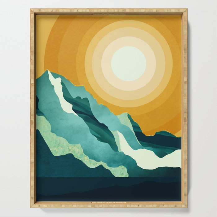 Retro Mountain Sunset Serving Tray Gallery Image 1