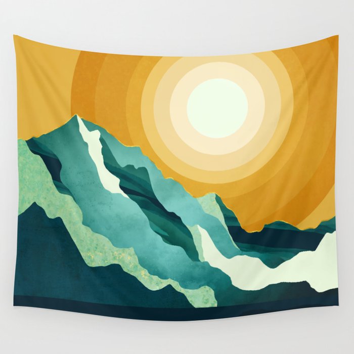 Retro Mountain Sunset Wall Tapestry Gallery Image 4