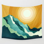 Retro Mountain Sunset Wall Tapestry Gallery Image 4
