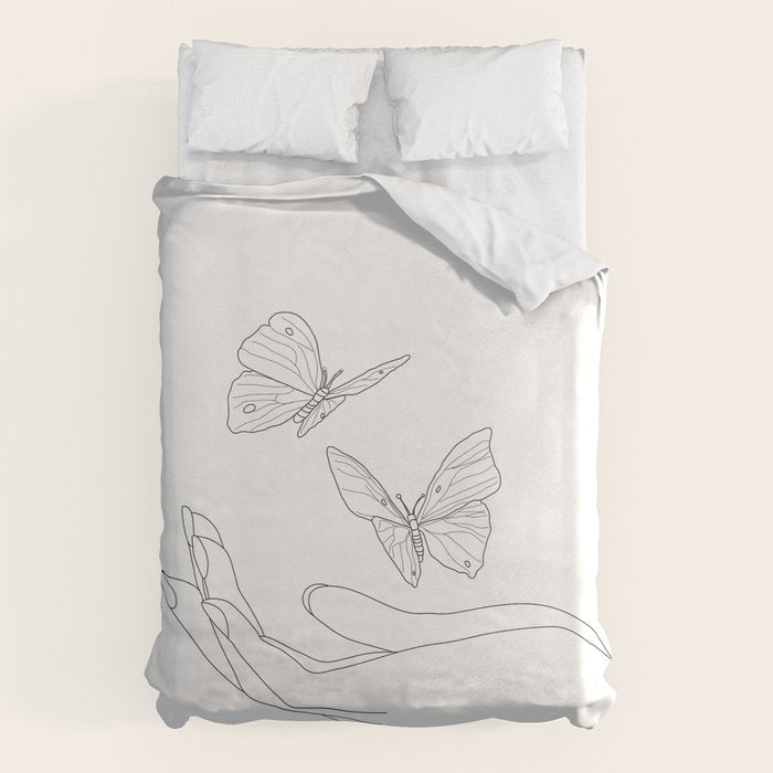 Butterflies on the Palm of the Hand Duvet Cover Gallery Image 1