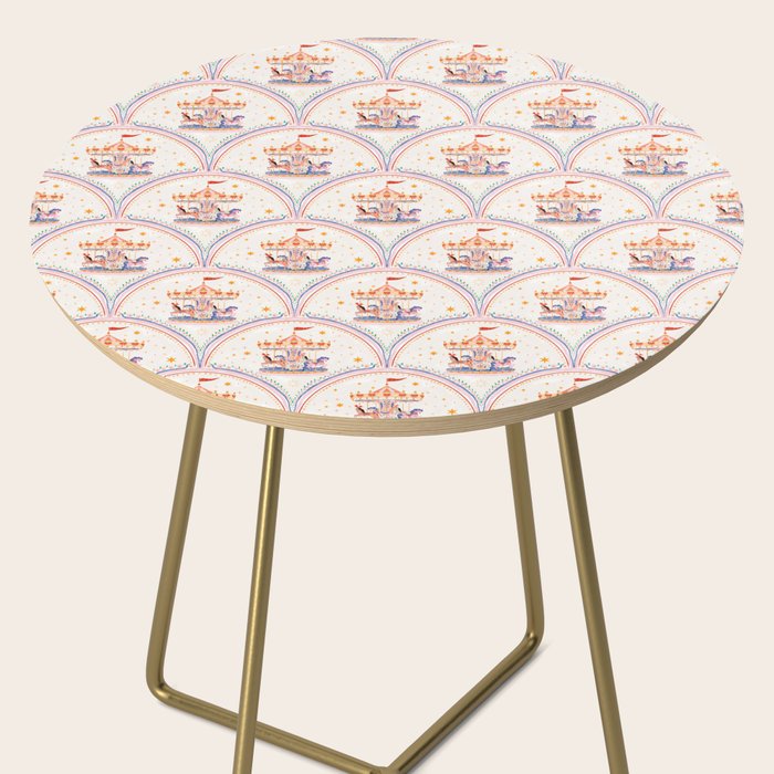Whimsical Vintage Carousel Ride Seamless Pattern Side Table Gallery Image 2