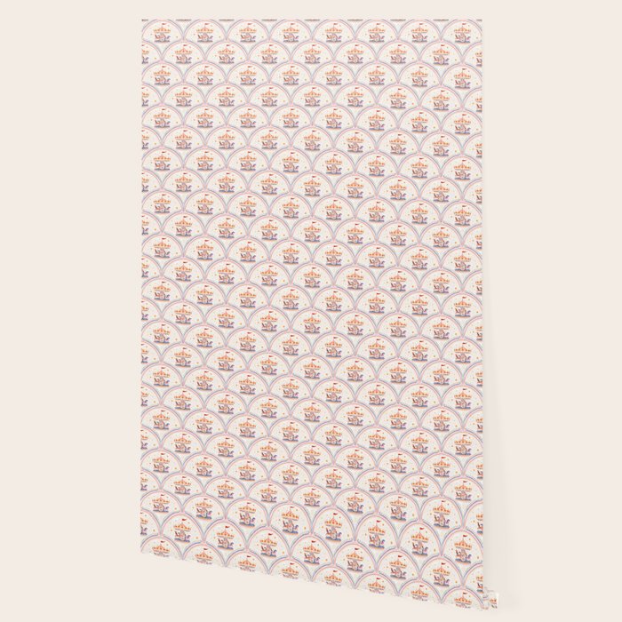Whimsical Vintage Carousel Ride Seamless Pattern Wallpaper Gallery Image 2