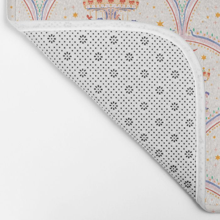 Whimsical Vintage Carousel Ride Seamless Pattern Bath Mat Gallery Image 2