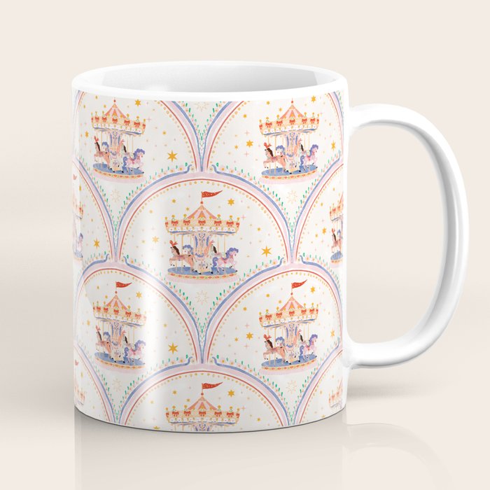 Whimsical Vintage Carousel Ride Seamless Pattern Coffee Mug Gallery Image 1