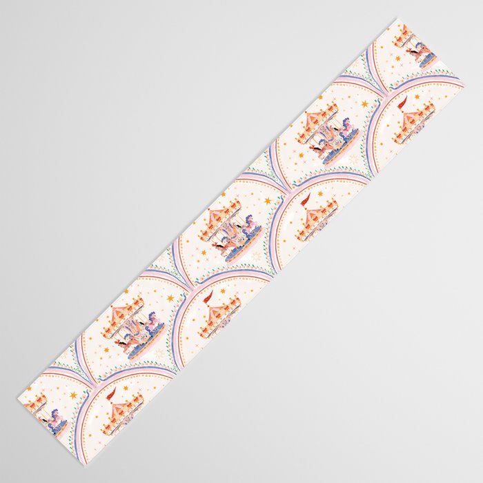 Whimsical Vintage Carousel Ride Seamless Pattern Table Runner Gallery Image 3