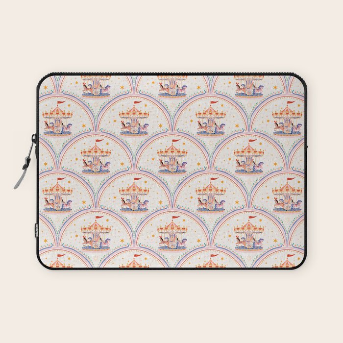 Whimsical Vintage Carousel Ride Seamless Pattern Laptop Sleeve Gallery Image 1