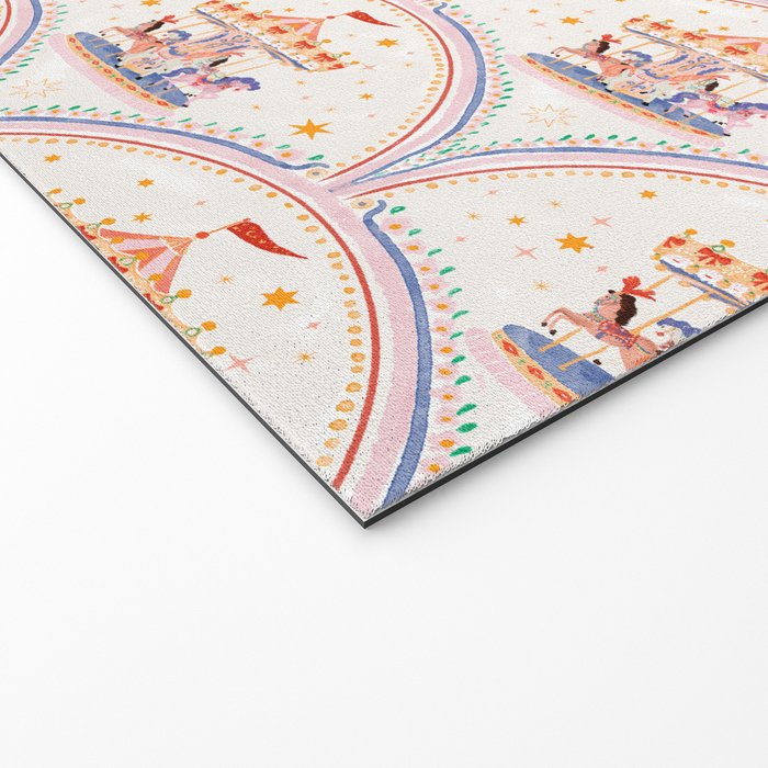 Whimsical Vintage Carousel Ride Seamless Pattern Welcome Mat Gallery Image 2