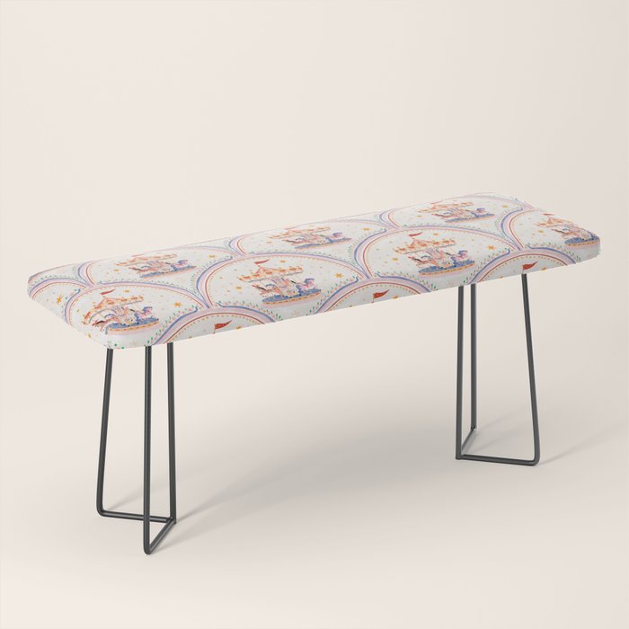 Whimsical Vintage Carousel Ride Seamless Pattern Bench Gallery Image 1