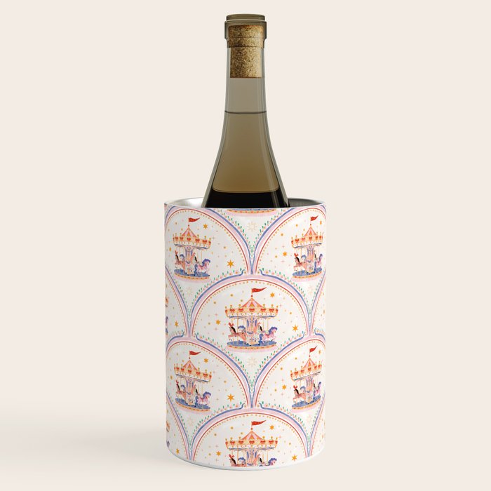 Whimsical Vintage Carousel Ride Seamless Pattern Wine Chiller Gallery Image 3