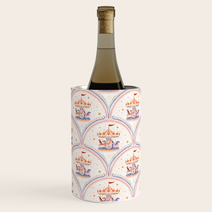 Whimsical Vintage Carousel Ride Seamless Pattern Wine Chiller Gallery Image 2