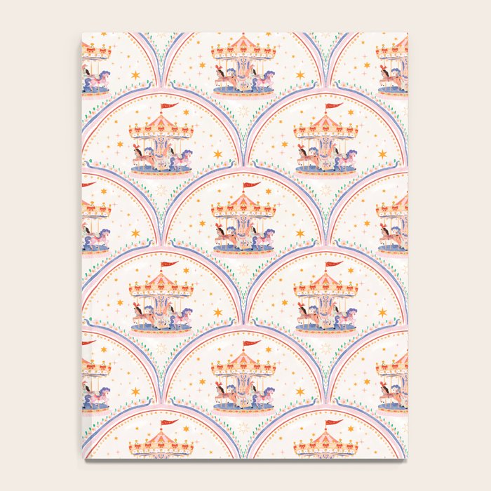 Whimsical Vintage Carousel Ride Seamless Pattern Notebook Gallery Image 4