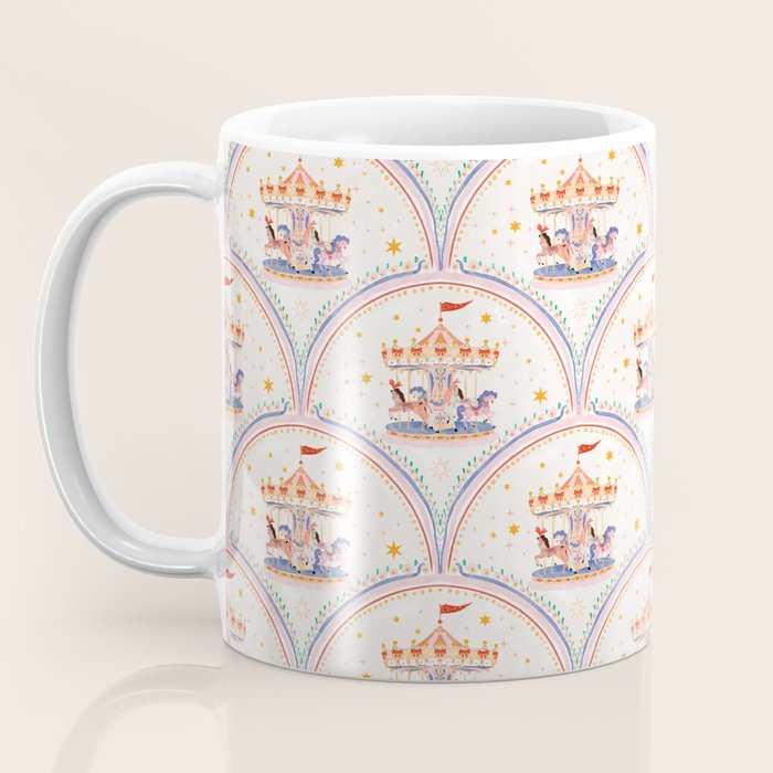 Whimsical Vintage Carousel Ride Seamless Pattern Coffee Mug Gallery Image 3