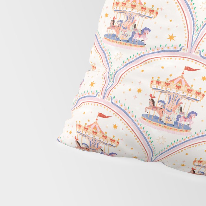 Whimsical Vintage Carousel Ride Seamless Pattern Pillow Sham Gallery Image 4