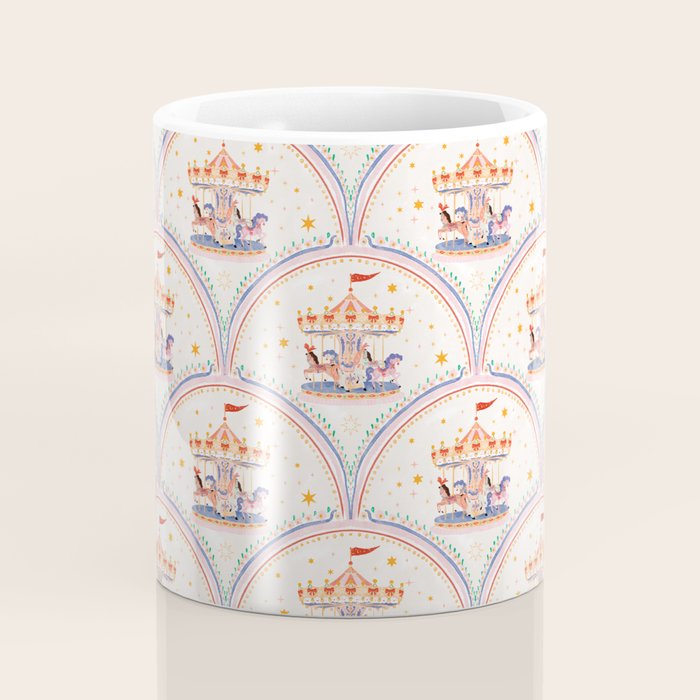Whimsical Vintage Carousel Ride Seamless Pattern Coffee Mug Gallery Image 4