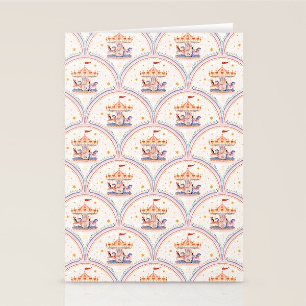 Whimsical Vintage Carousel Ride Seamless Pattern Stationery Card Gallery Image 2