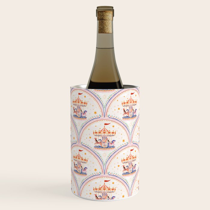 Whimsical Vintage Carousel Ride Seamless Pattern Wine Chiller Gallery Image 1