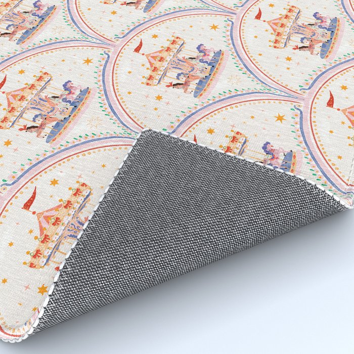 Whimsical Vintage Carousel Ride Seamless Pattern Rug Gallery Image 4