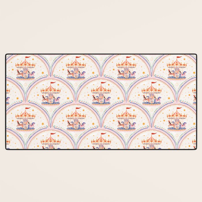 Whimsical Vintage Carousel Ride Seamless Pattern Desk Mat Gallery Image 3