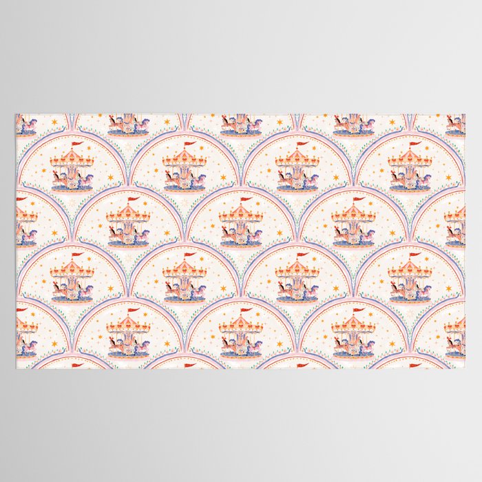Whimsical Vintage Carousel Ride Seamless Pattern Tablecloth Gallery Image 2