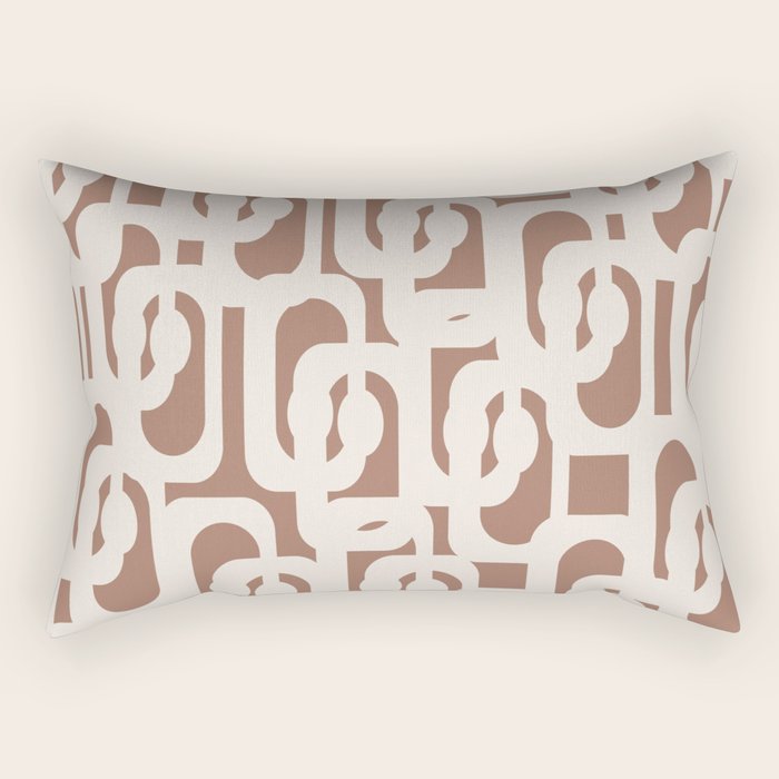 Mid Century Modern Loops Pattern 2 Inspired by PANTONE 17 1230 Color of the Year Mocha Mousse Rectangular Pillow Gallery Image 1