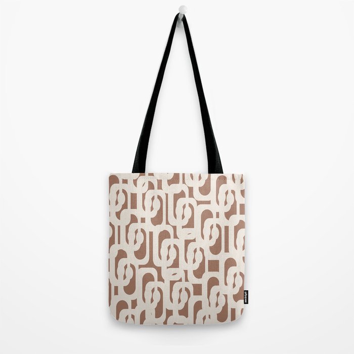 Mid Century Modern Loops Pattern 2 Inspired by PANTONE 17 1230 Color of the Year Mocha Mousse Tote Bag Gallery Image 2