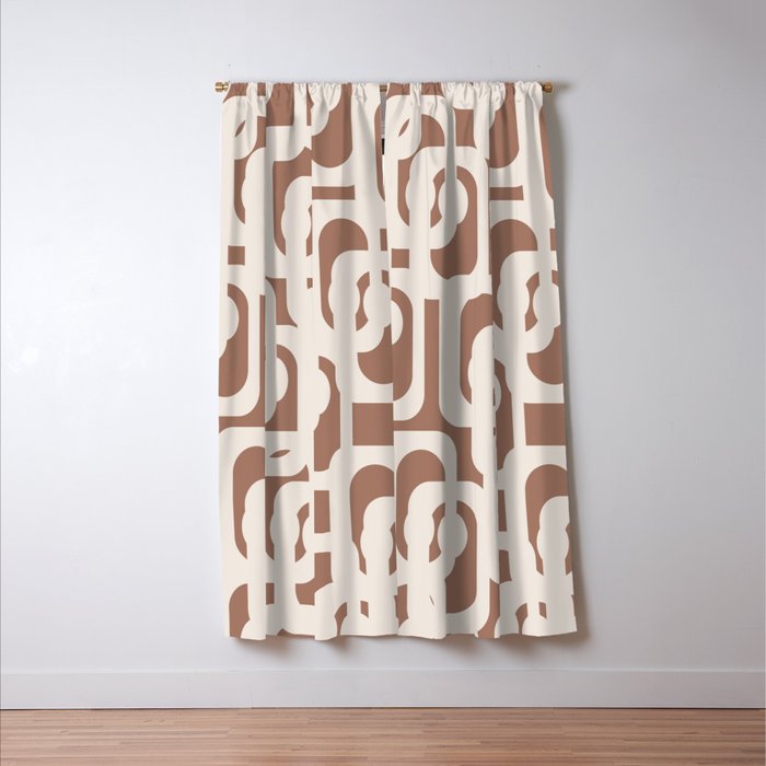 Mid Century Modern Loops Pattern 2 Inspired by PANTONE 17 1230 Color of the Year Mocha Mousse Window Curtain Gallery Image 3