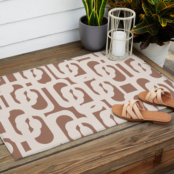 Mid Century Modern Loops Pattern 2 Inspired by PANTONE 17 1230 Color of the Year Mocha Mousse Outdoor Rug Gallery Image 2