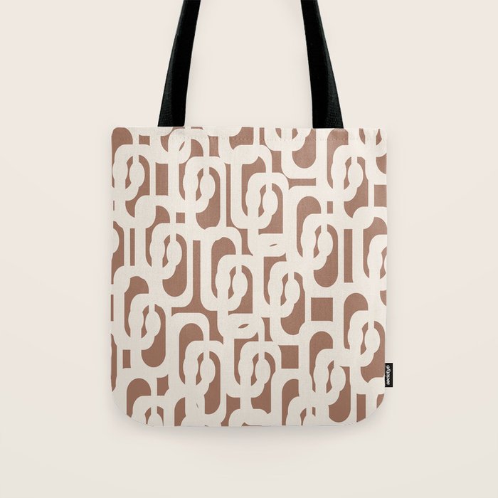 Mid Century Modern Loops Pattern 2 Inspired by PANTONE 17 1230 Color of the Year Mocha Mousse Tote Bag Gallery Image 1