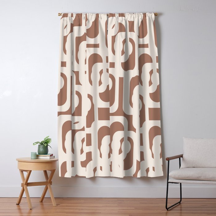 Mid Century Modern Loops Pattern 2 Inspired by PANTONE 17 1230 Color of the Year Mocha Mousse Window Curtain Gallery Image 5