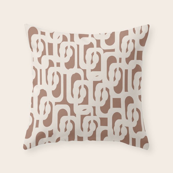 Mid Century Modern Loops Pattern 2 Inspired by PANTONE 17 1230 Color of the Year Mocha Mousse Throw Pillow Gallery Image 6