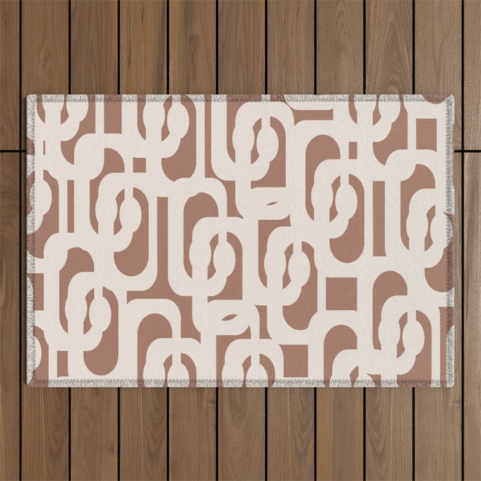 Mid Century Modern Loops Pattern 2 Inspired by PANTONE 17 1230 Color of the Year Mocha Mousse Outdoor Rug Gallery Image 1