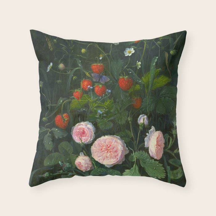 OD Ottesen  Still Life with Roses and Strawberries  Throw Pillow Gallery Image 6