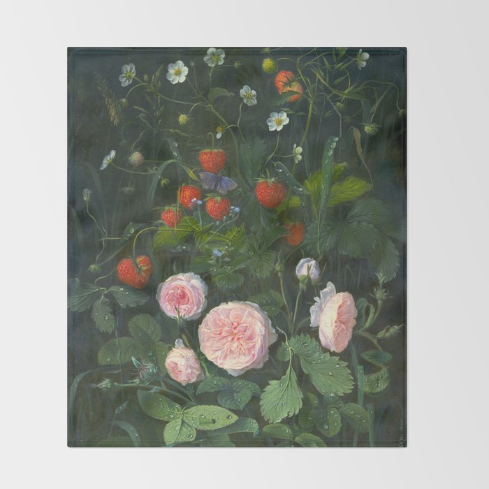 OD Ottesen  Still Life with Roses and Strawberries  Throw Blanket Gallery Image 2